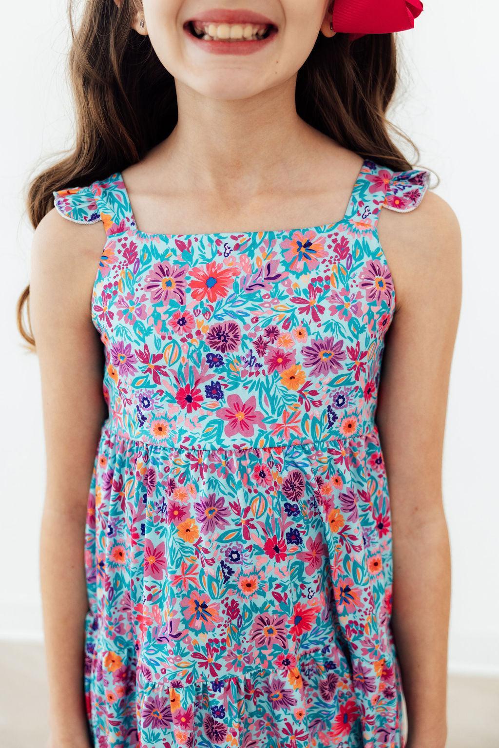 Tropical Garden Ruffle Maxi Dress