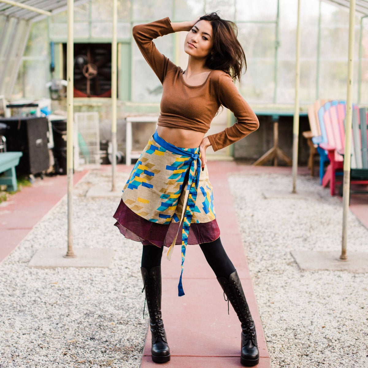 Knee-Length: "Mini" Sari Wrap Skirts