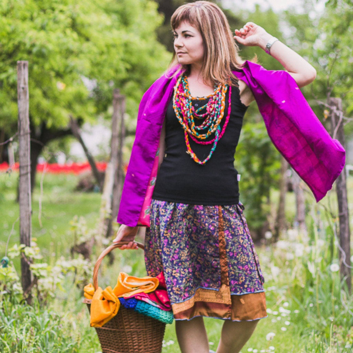 Knee-Length: "Mini" Sari Wrap Skirts