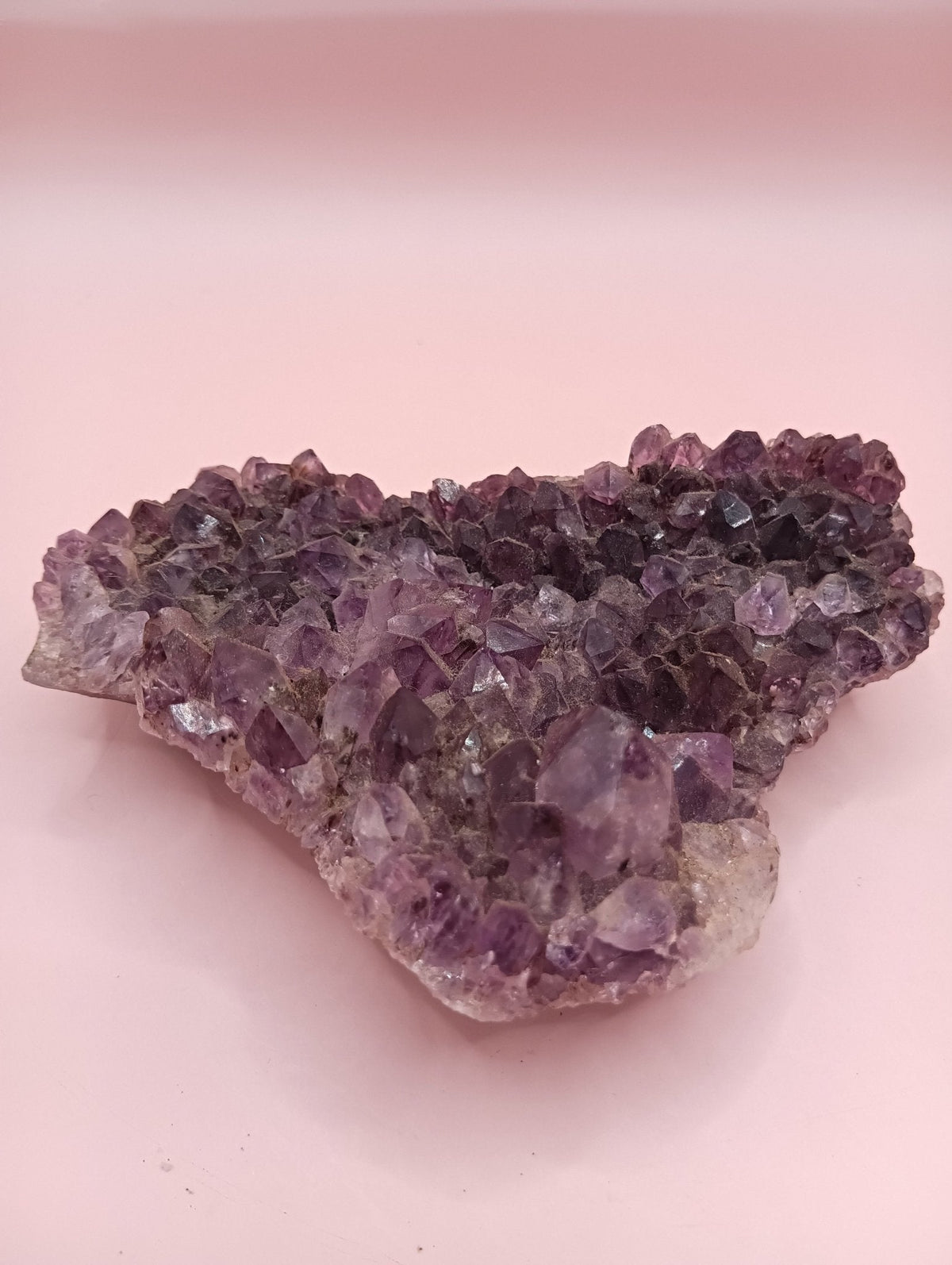 Natural Amethyst Cluster Crystal – Raw Purple Quartz Geode (4.7x3.5x1.8")