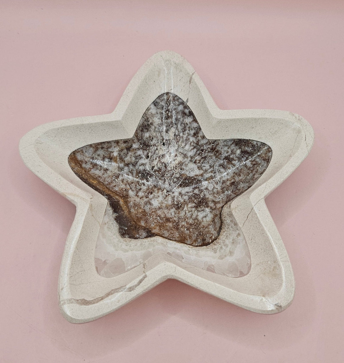 Onyx Star Dish – Dark Polished Stone Bowl 6.25"