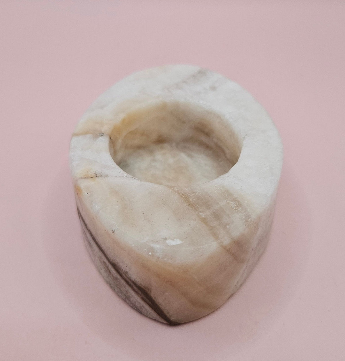 Oval Onyx Candle Holder – 3.7x2.6x1.2"