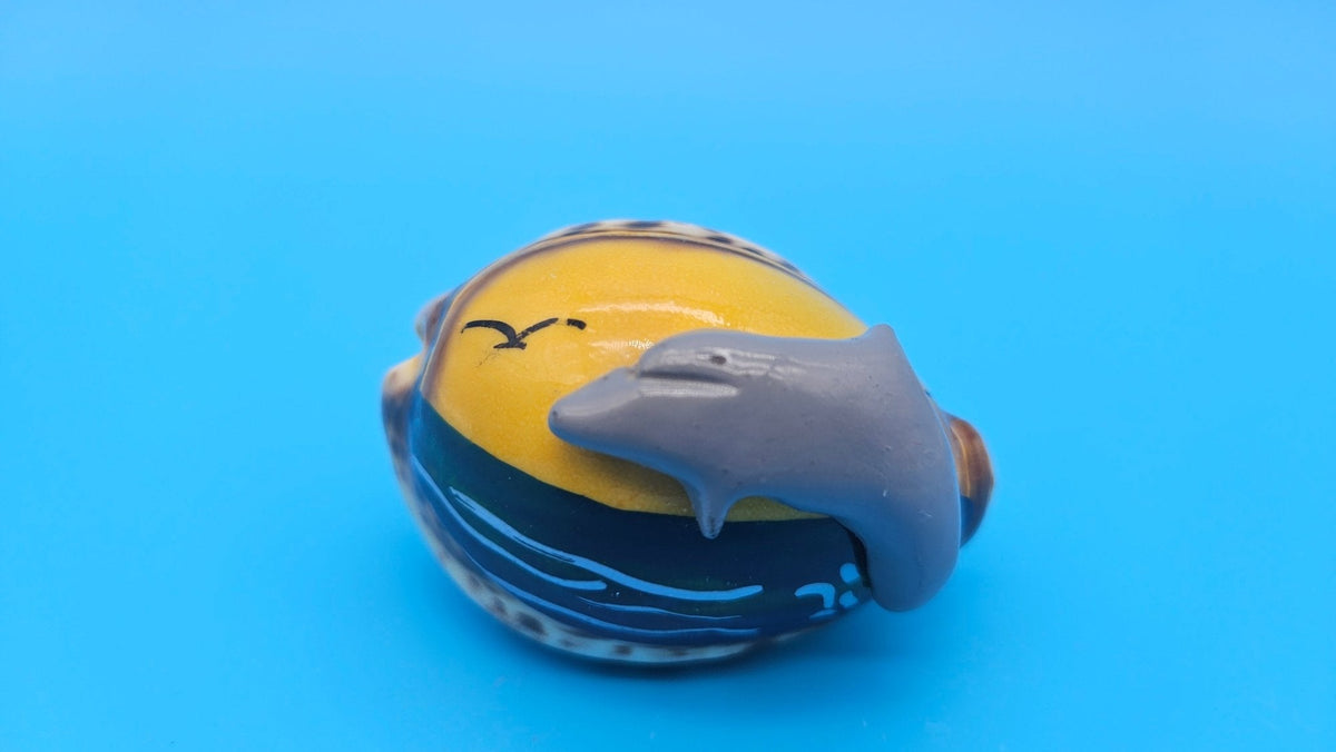 Painted Cowrie Shell Magnets – Coastal Decor Sea Turtle, Dolphin, or Sand Scene 2.5–3"
