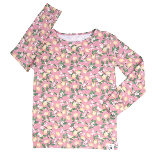 Pink Lemon Floral Print Big Kid Pajama Set