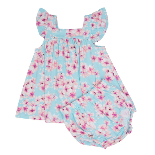 Pretty Pink Floral Ruffle Dress with Bloomer