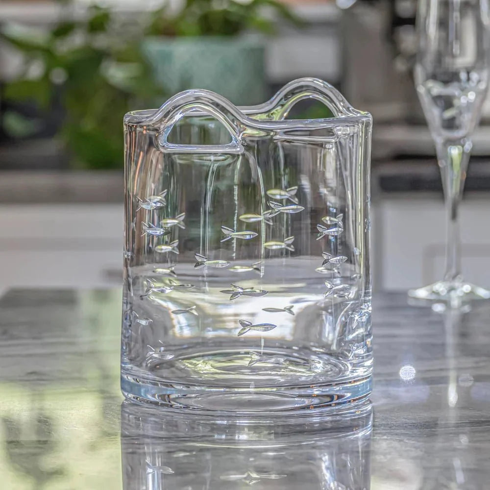 School of Fish Etched Glassware