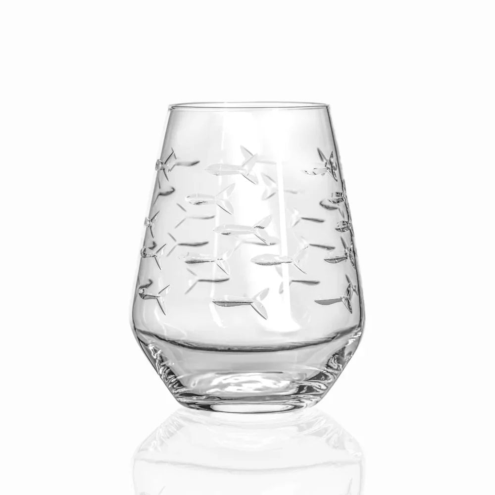 School of Fish Etched Glassware