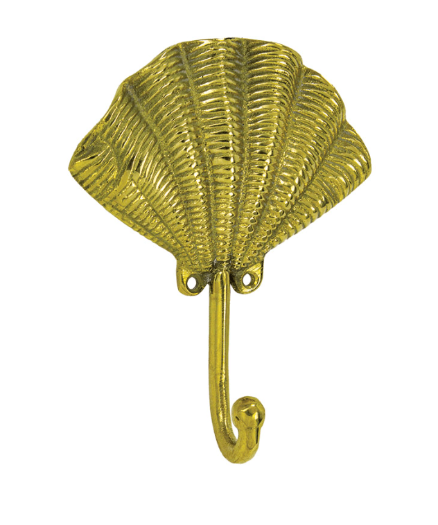 Shell Wall Hook – Brass Coastal Décor (5.5"H x 4"W)