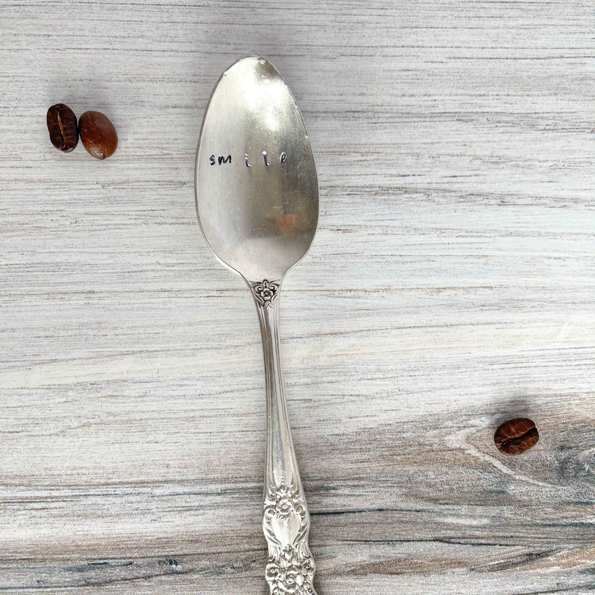 Smile Hand Stamped Vintage Coffee Spoon