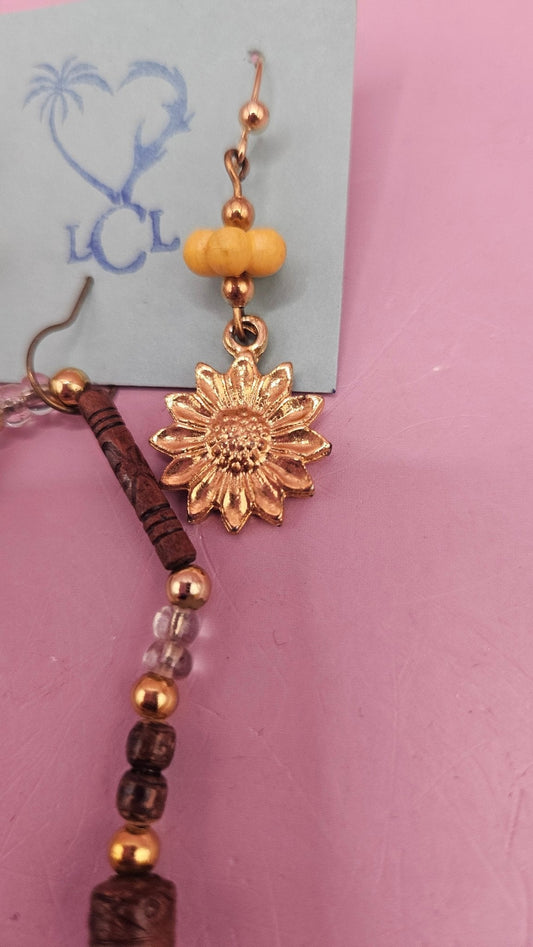 Sunflower Bracelet & Earring Set – Boho Floral Jewelry