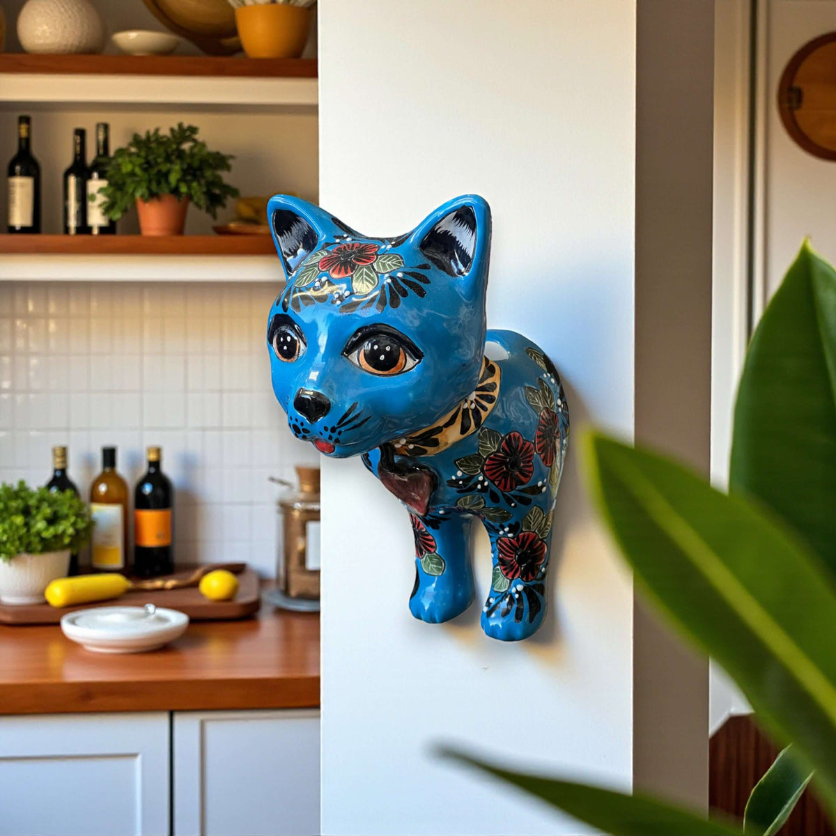 Talavera Cat Wall Planter | Hand-Painted Ceramic Art
