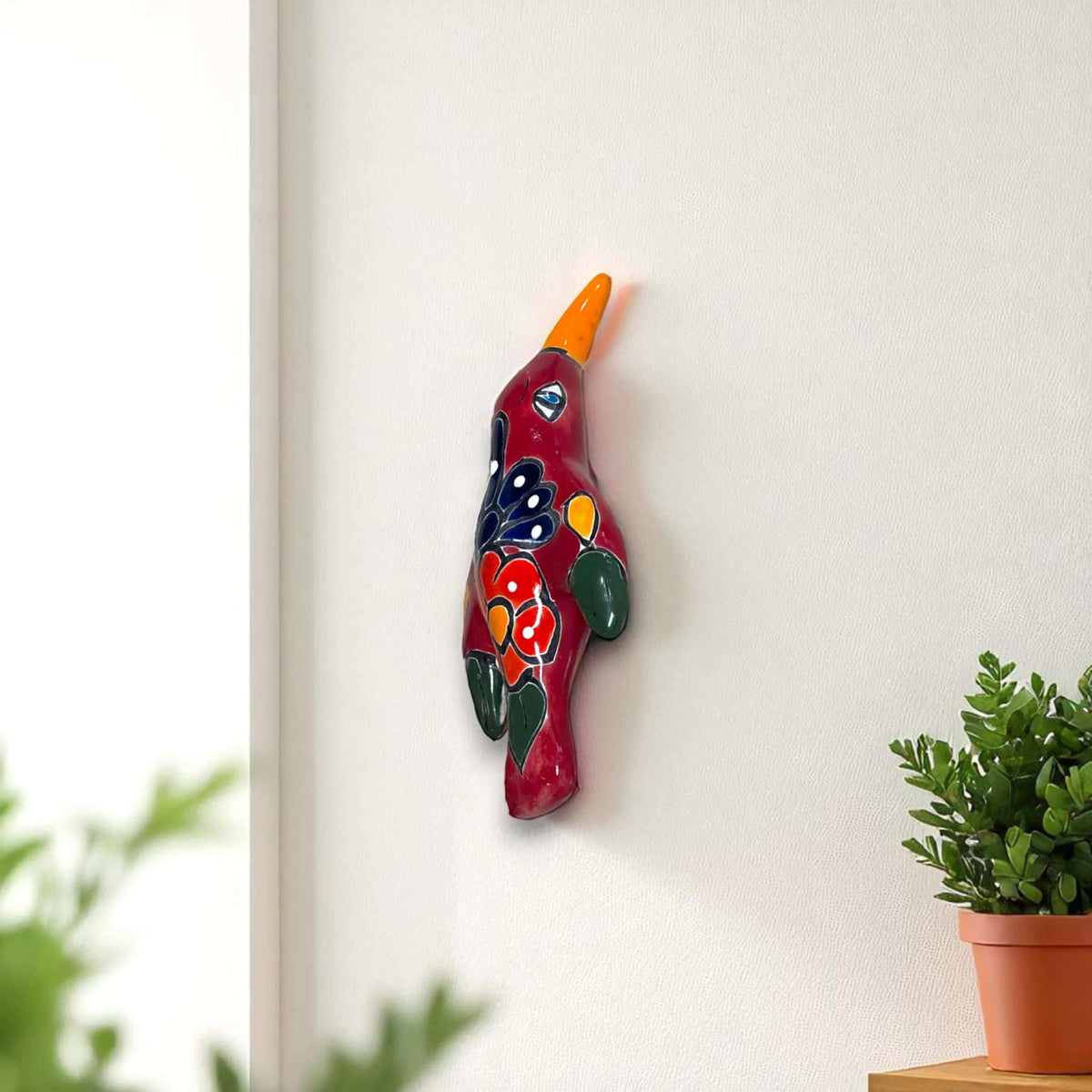 Talavera Hummingbird Wall Art | Mexican Hand-Painted Bird Decor