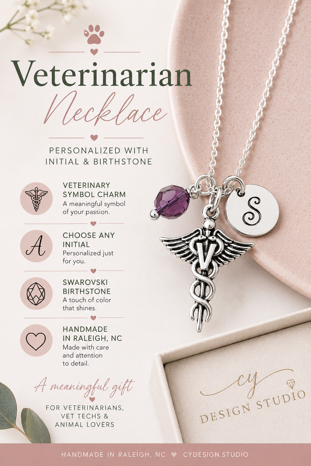 Personalized Veterinarian Sterling Silver Necklace