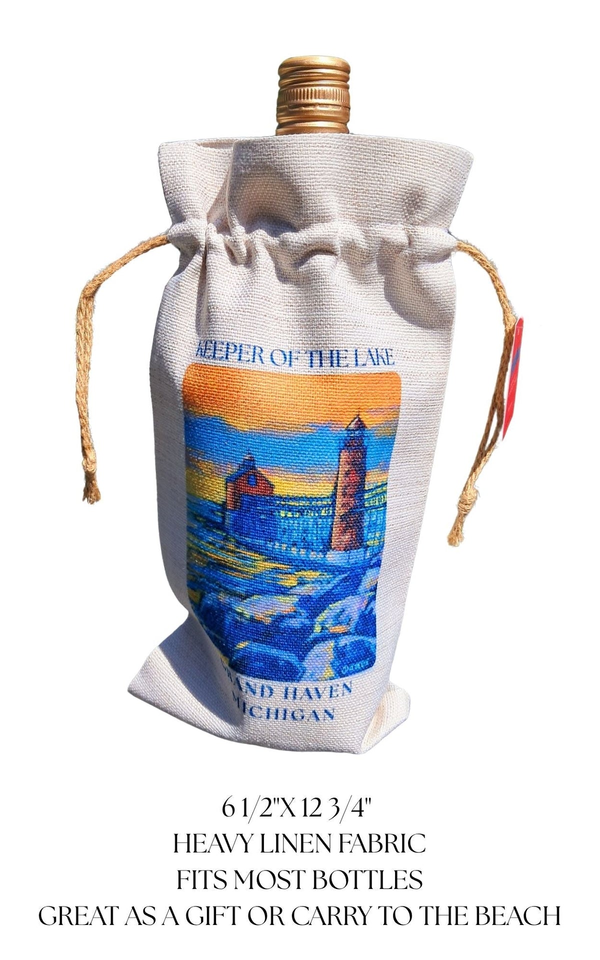 Wine Tote: Grand Haven Lighthouse - Keeper of the Lake